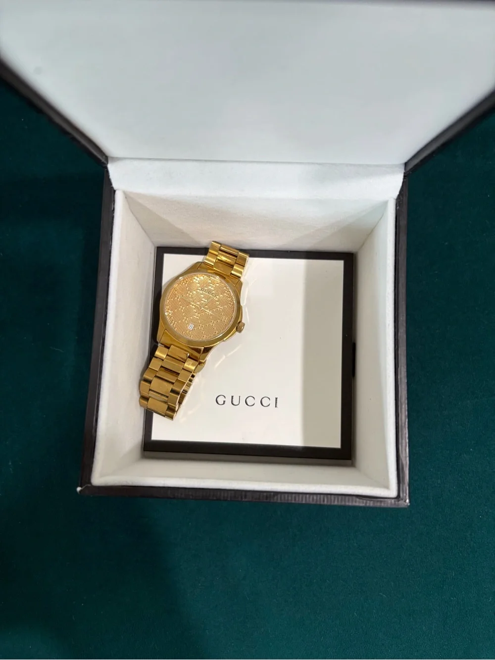 Gucci Gold Textured Dial Men's Bracelet Watch